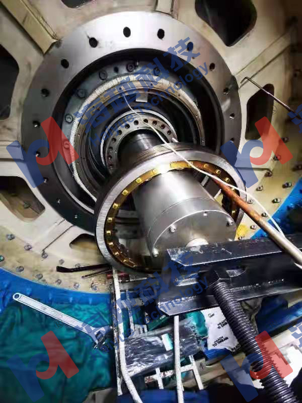 140m高風電塔旋轉軸承檢修，軸承的熱拆熱裝。 軸承直徑約300mm，熱拆溫度80℃。現場實際只纏繞1-2圈即可拆下。